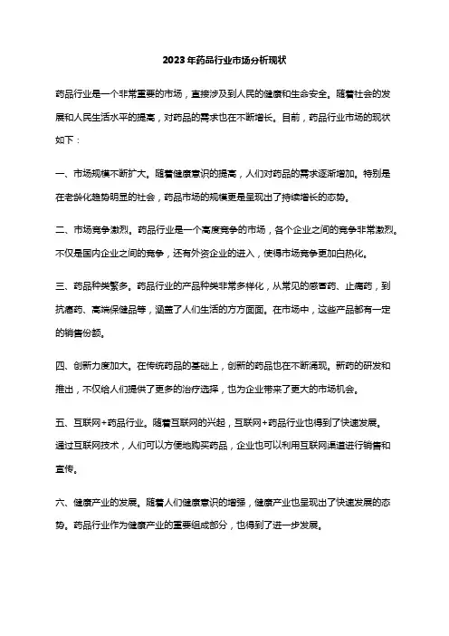 2023年药品行业市场分析现状