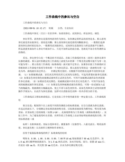 工作曲线中的参比与空白
