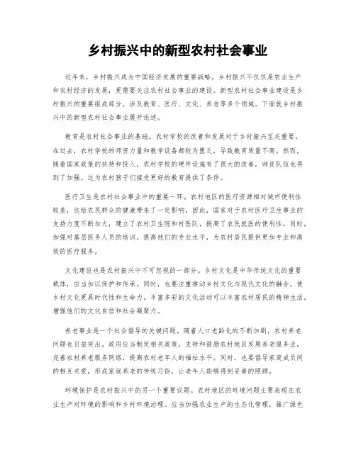 乡村振兴中的新型农村社会事业