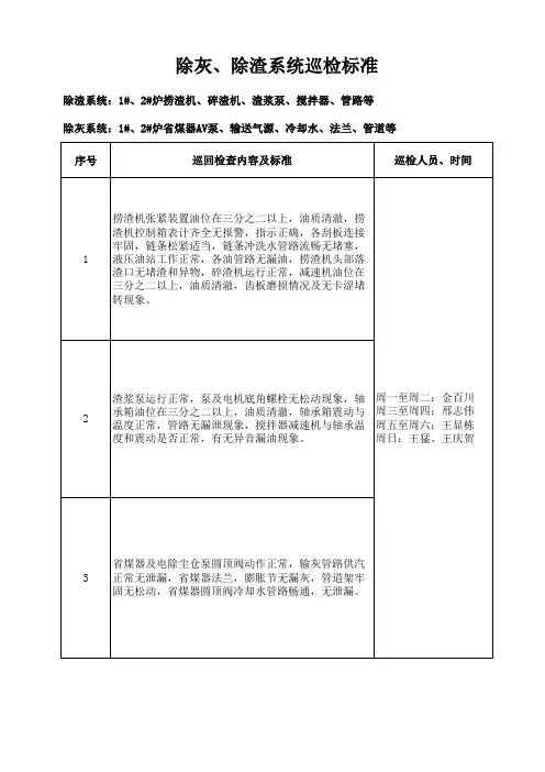 除渣 除灰 巡检标准