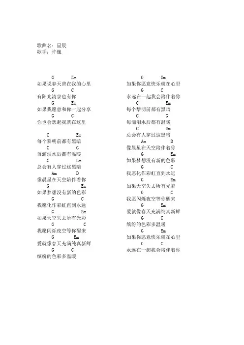 许巍吉他谱