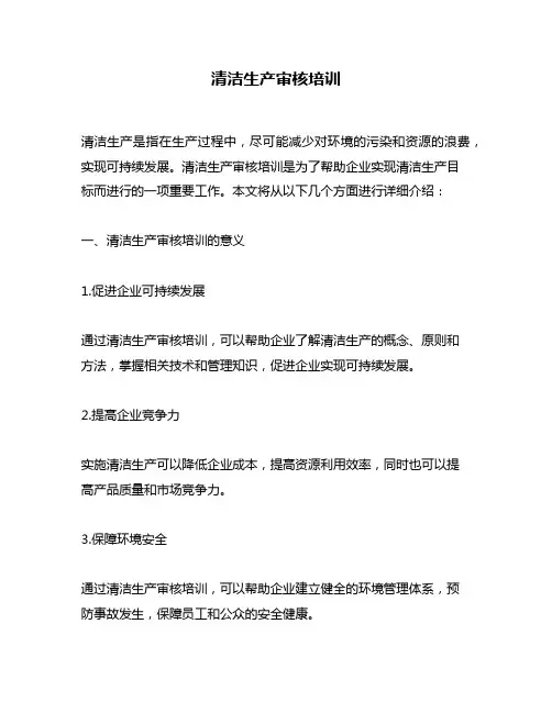 清洁生产审核培训