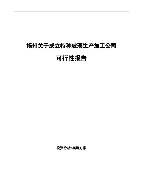 扬州关于成立特种玻璃生产加工公司可行性报告