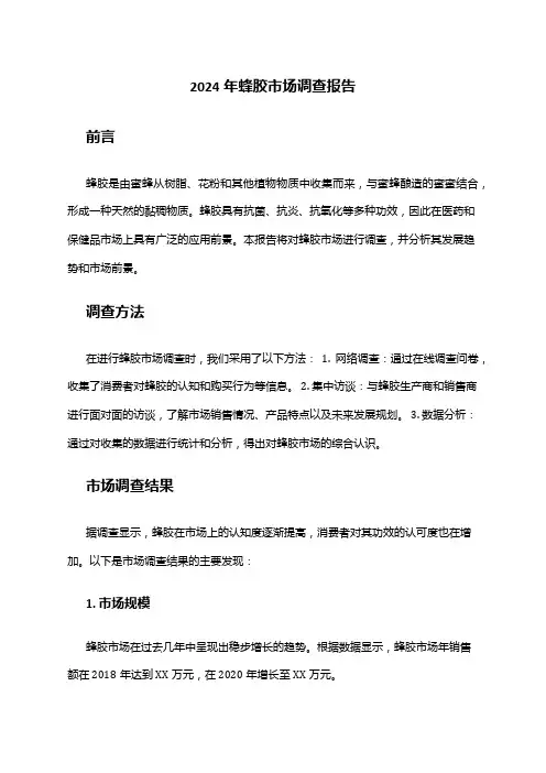 2024年蜂胶市场调查报告