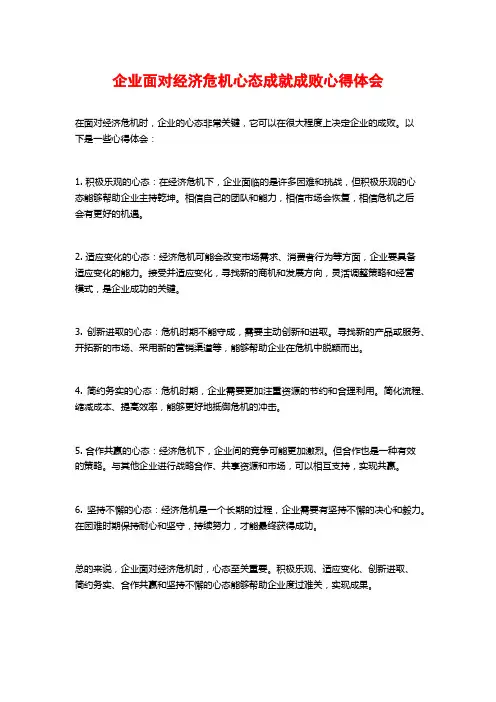 企业面对经济危机心态成就成败心得体会