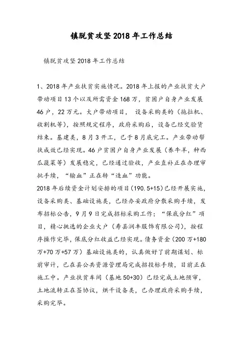 镇脱贫攻坚2018年工作总结-精选范文