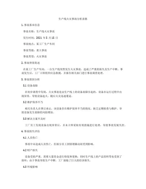 生产线火灾事故分析表格