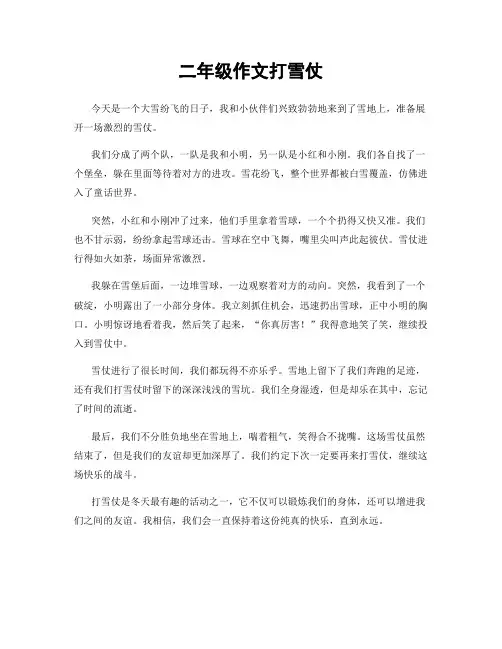 二年级作文打雪仗