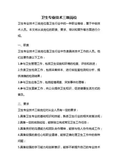卫生专业技术三级岗位