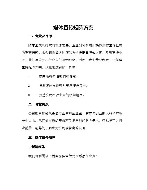 媒体宣传矩阵方案