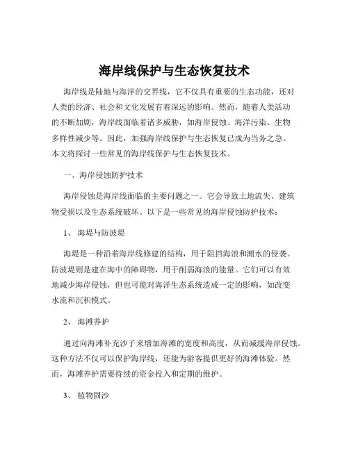 海岸线保护与生态恢复技术