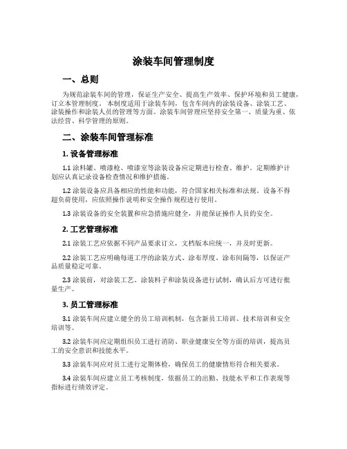 涂装车间管理制度