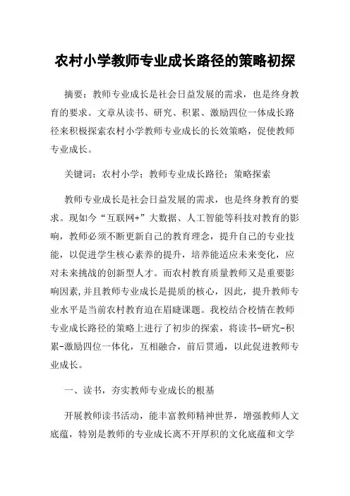 农村小学教师专业成长路径的策略初探