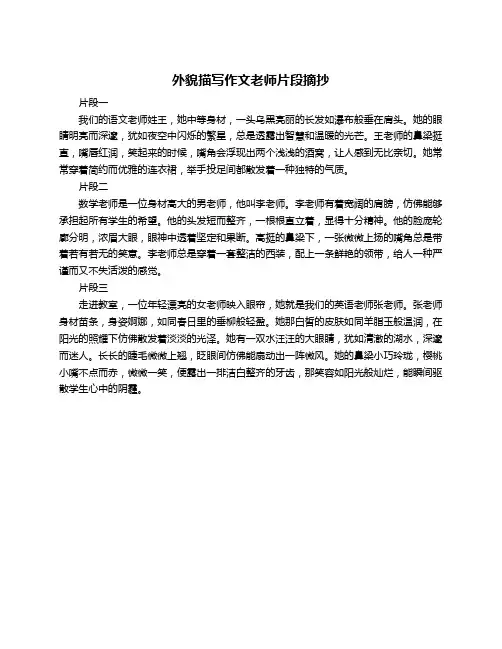 外貌描写作文老师片段摘抄
