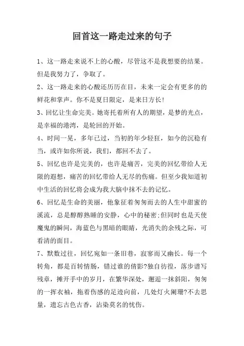 回首这一路走过来的句子