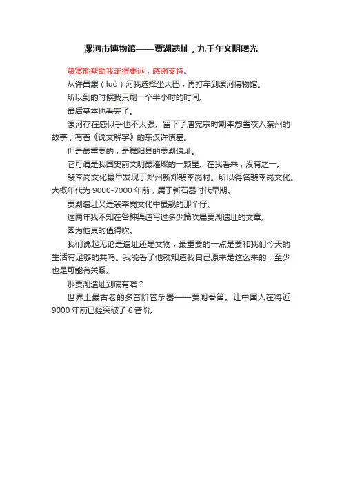 漯河市博物馆——贾湖遗址，九千年文明曙光