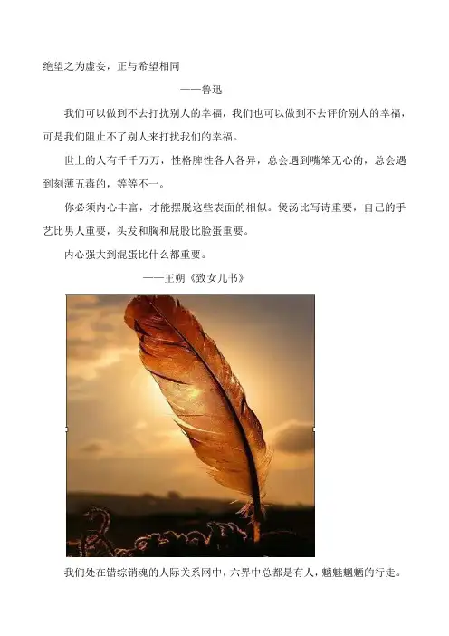 绝望之为虚妄,正与希望相同