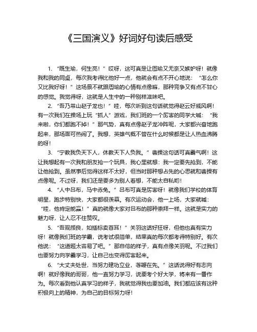 《三国演义》好词好句读后感受