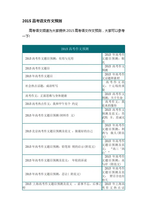 2015高考语文作文预测