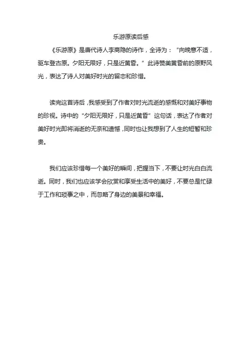 乐游原读后感