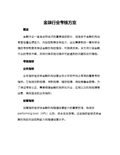 金融行业考核方案