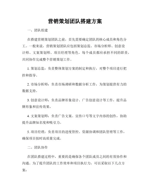 营销策划团队搭建方案