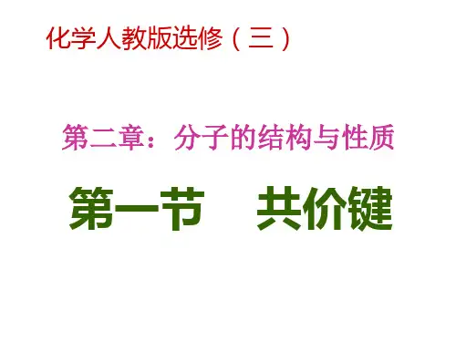 高中化学选修三 第二章第一节 共价键 课件