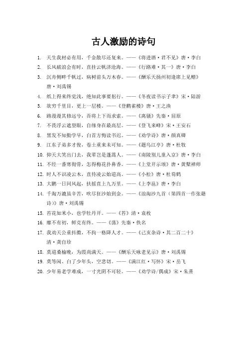 古人激励的诗句