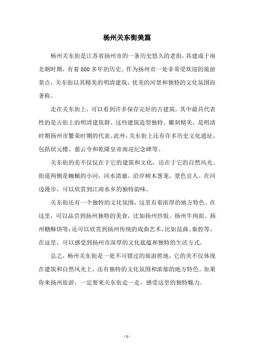 杨州关东街美篇