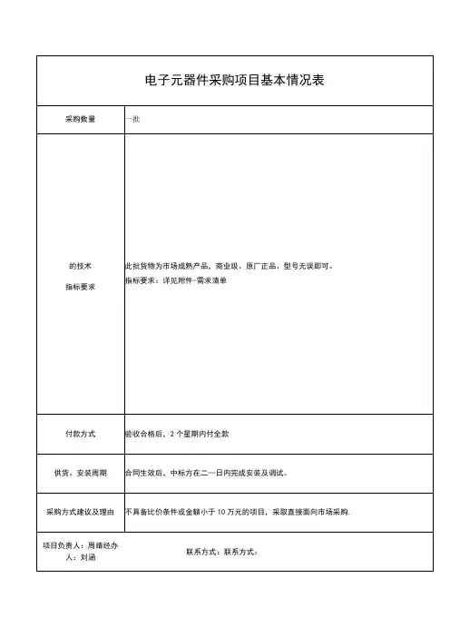 电子元器件采购项目基本情况表