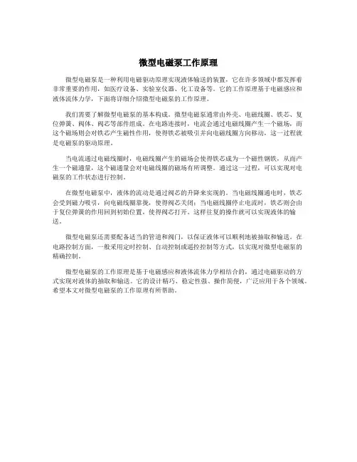 微型电磁泵工作原理