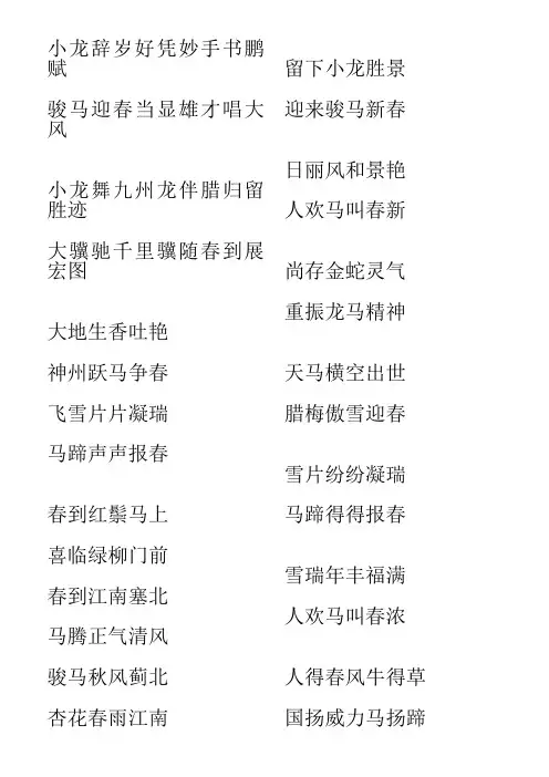 2014马年新春对联带横批对联(格式已调好)