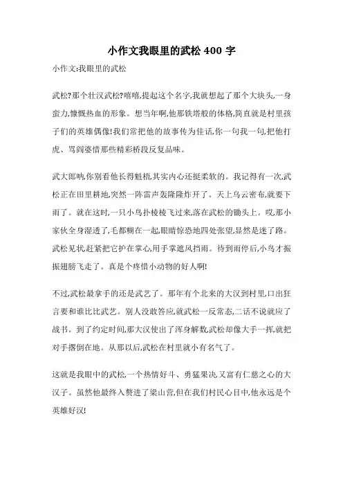 小作文我眼里的武松400字