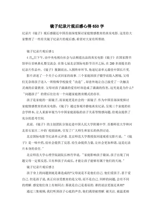 镜子纪录片观后感心得650字