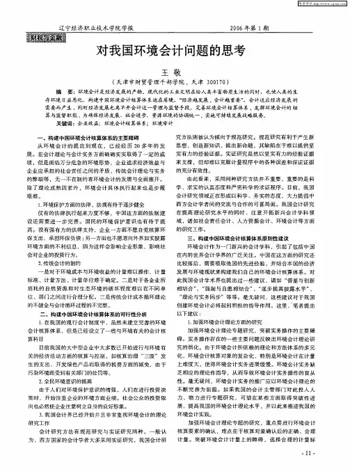 对我国环境会计问题的思考