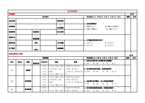 客户信用档案表