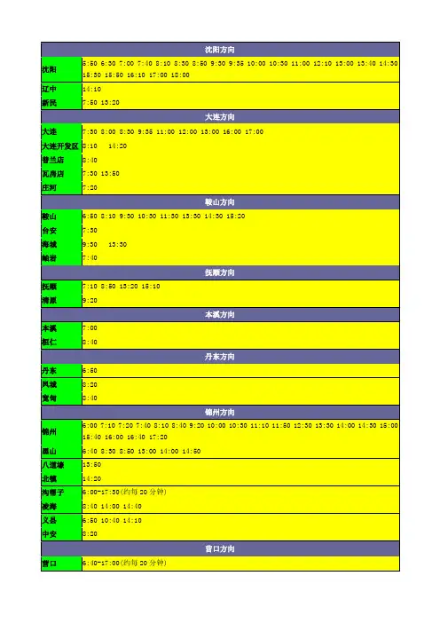 盘锦客车时刻表