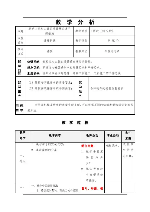 工程造价课件 项目六—结构安装质量与安全