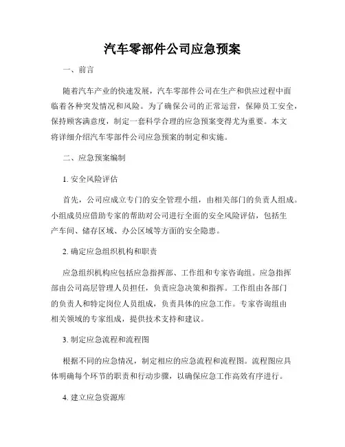 汽车零部件公司应急预案