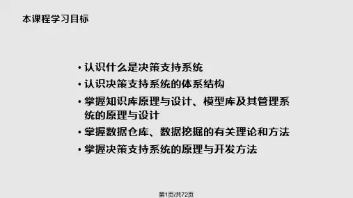 DSS决策支持系统PPT课件