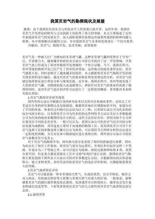 我国页岩气的勘探现状及展望