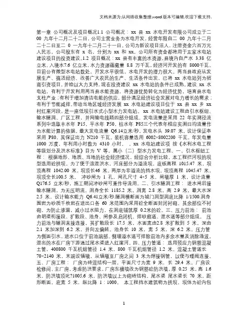 xx水电站项目申请报告