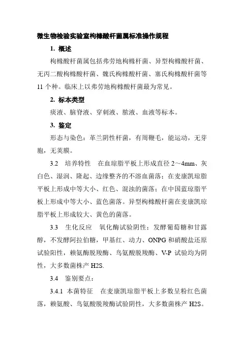微生物检验实验室枸橼酸杆菌属标准操作规程