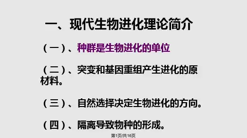 现代生物进化论PPT课件