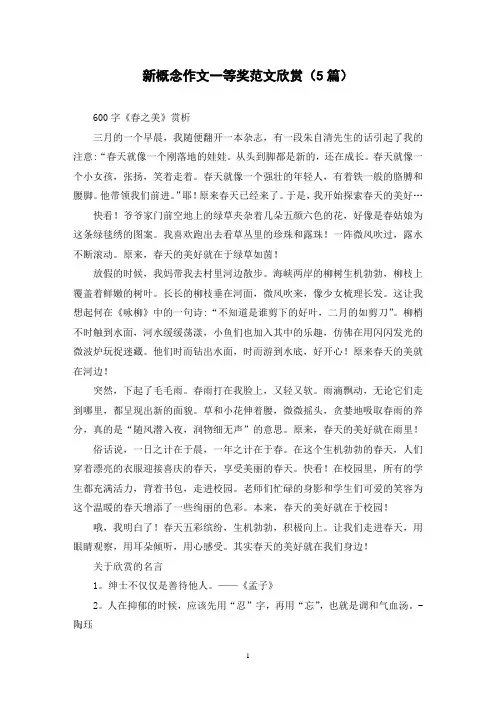 新概念作文一等奖范文欣赏(5篇)