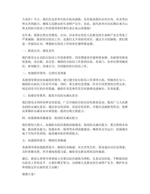防台防汛演练领导发言稿