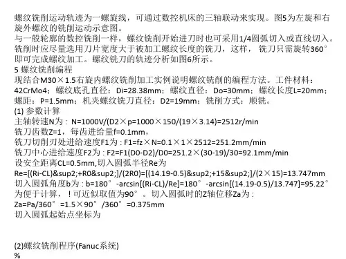 螺纹铣刀的编程方法