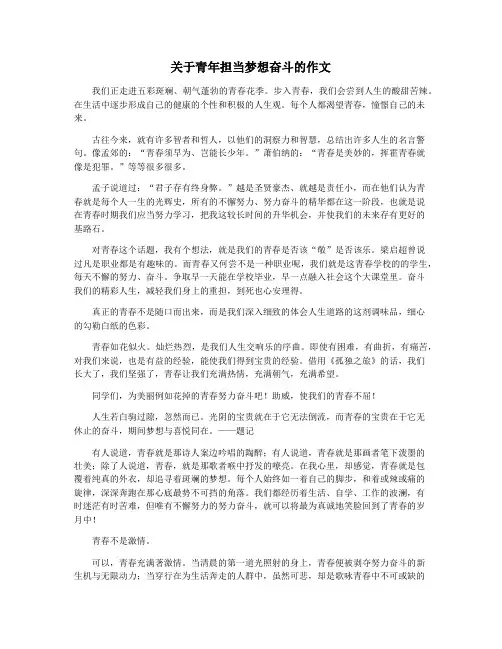 关于青年担当梦想奋斗的作文