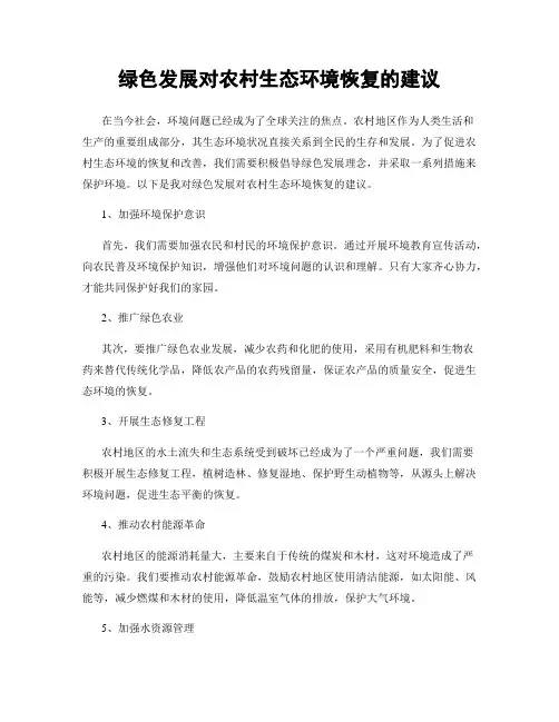 绿色发展对农村生态环境恢复的建议