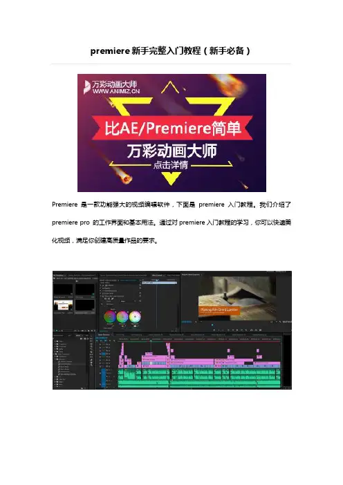 premiere新手完整入门教程(新手必备)